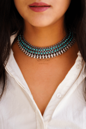 Tattva Turquoise Classic leaf drop Necklace
