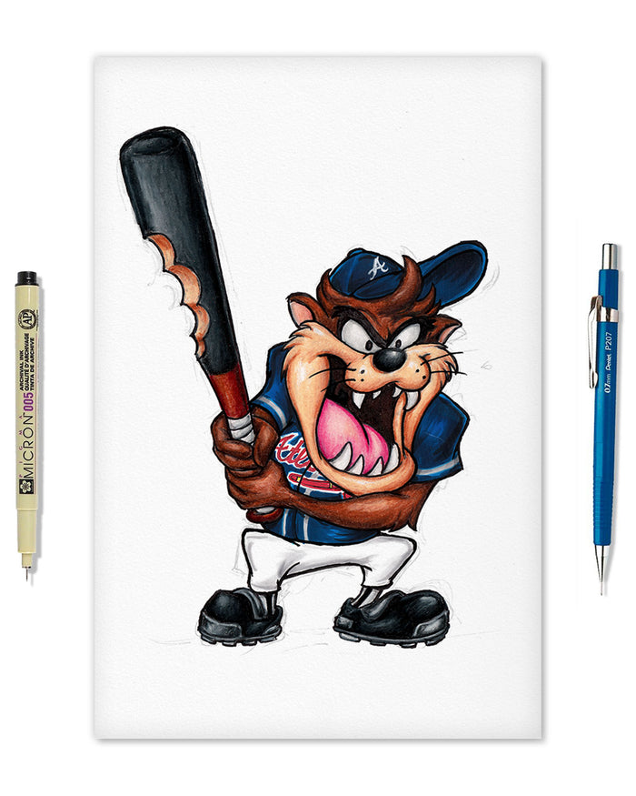 Taz On Deck x MLB Braves Limited Edition Art Print