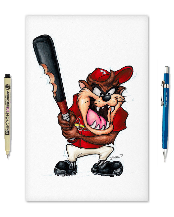 Taz On Deck x MLB Cardinals Limited Edition Art Print