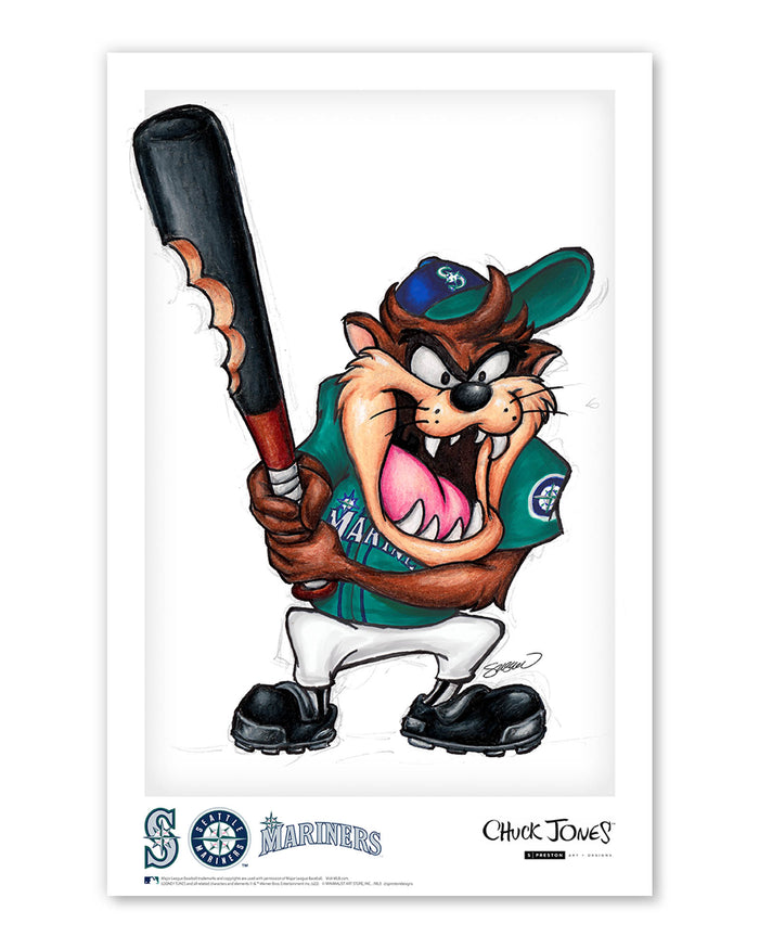 Taz on Deck x MLB Mariners Limited Edition Art Print