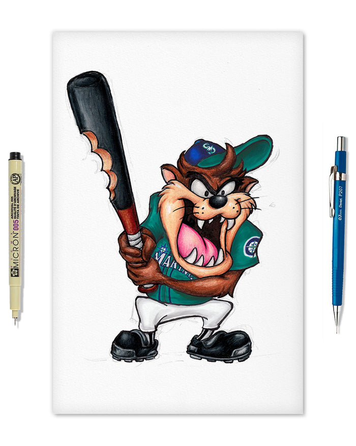 Taz on Deck x MLB Mariners Limited Edition Art Print