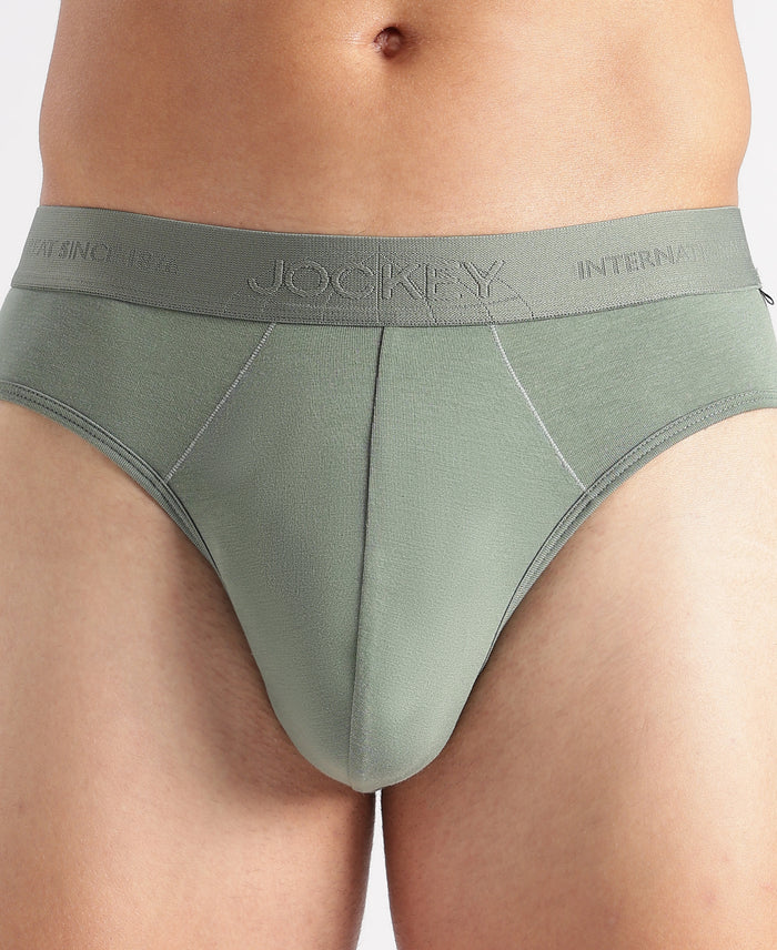 Tencel Micro Modal Cotton Elastane Stretch Solid Brief with Natural StayFresh Properties - Laurel Wreath