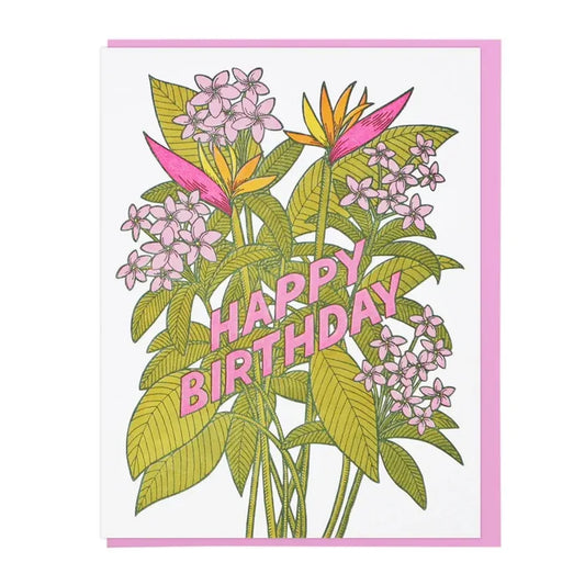 Tropical Flowers Birthday Card