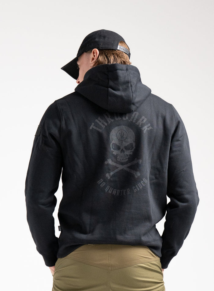 Angus Is 6ft 4" And Wears Size: L | Hem Studio Image Of Model Wearing Vader Hoody - Nqg In Black (SS Model)
