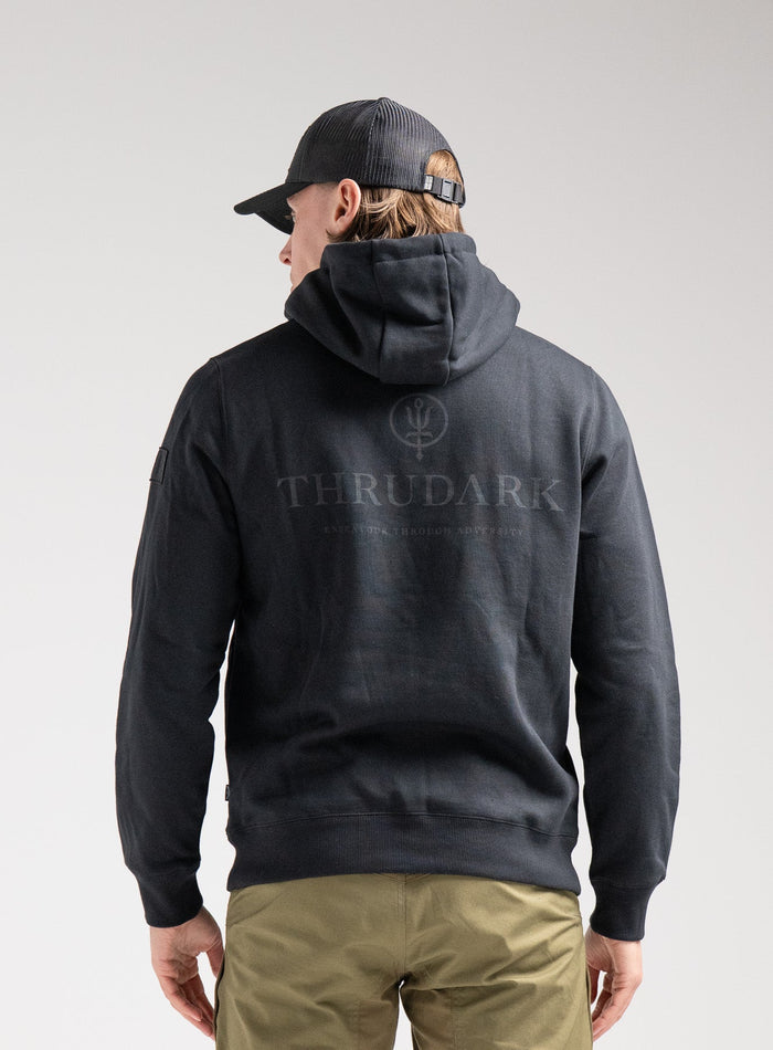 Angus Is 6ft 4" And Wears Size: L | Hem Studio Image Of Model Wearing Vader Hoody - Originals In Black (SS Model)