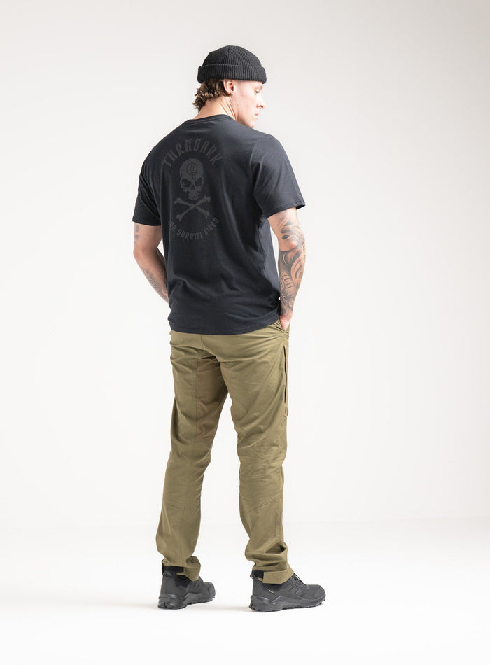 Angus Is 6ft 4" And Wears Size: L | Hem Studio Image Of Model Wearing Vader T-Shirt - Nqg In Obsidian Black (SS Model)