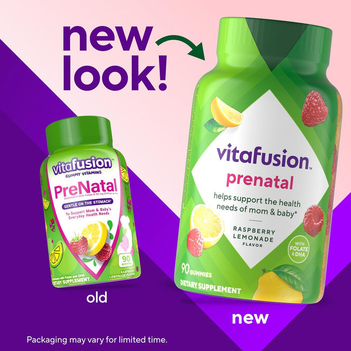 Vitafusion Prenatal Gummy Vitamins, Raspberry Lemonade Flavor, 90 ct - 02791701950 - LL Medico