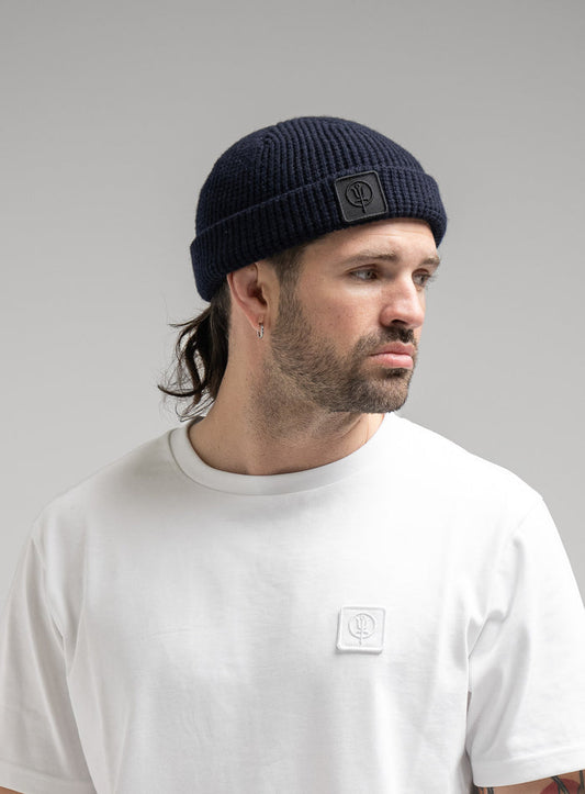 Hem Studio Image of accessory, Waffle Knit Beanie in Dark Sapphire (SS Accessory)