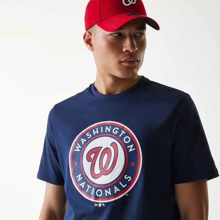 The Male model is wearing Washington Nationals MLB Regular Dark Blue T-Shirt 4