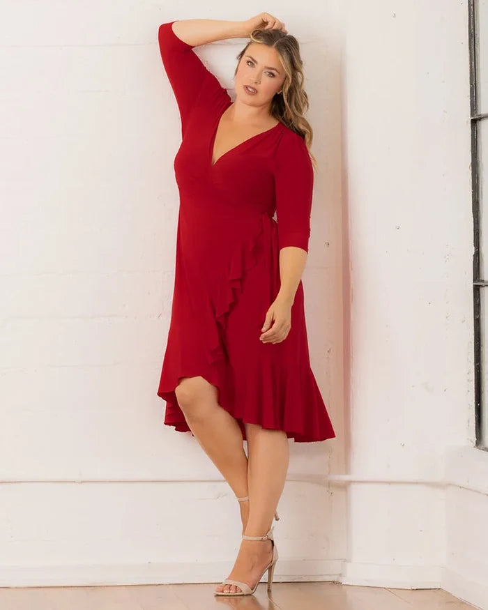 Whimsy Wrap Dress - Sale! in Tomato Red