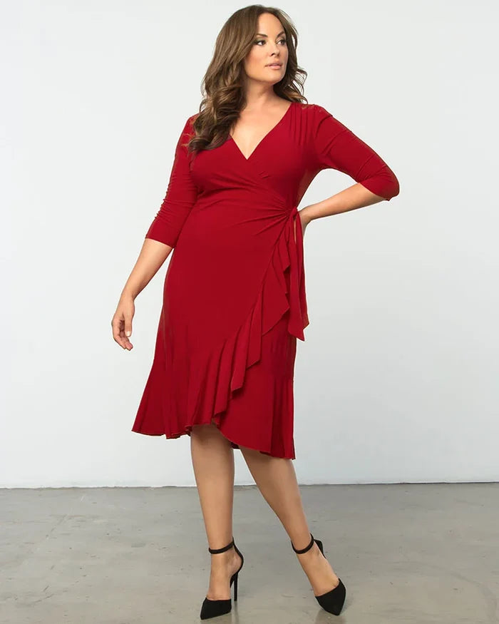 Whimsy Wrap Dress - Sale! in Tomato Red