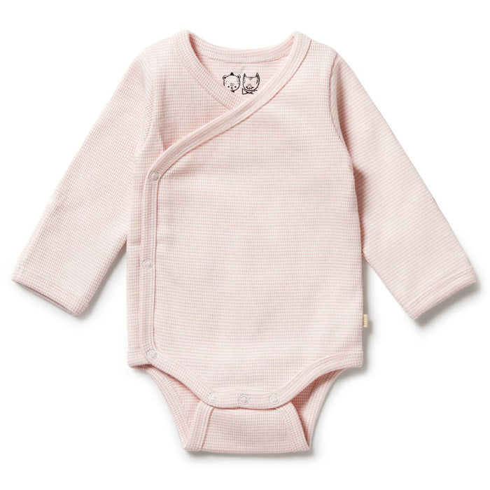 Wilson & Frenchy Organic Stripe Rib Wrap Bodysuit - Cantaloupe