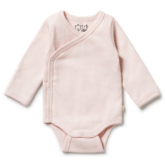 Wilson & Frenchy Organic Stripe Rib Wrap Bodysuit - Cantaloupe