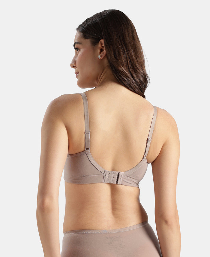 Wirefree Non Padded Tencel Lyocell Elastane Stretch Full Coverage Everyday Bra with Plush Lining Cups - Mushroom